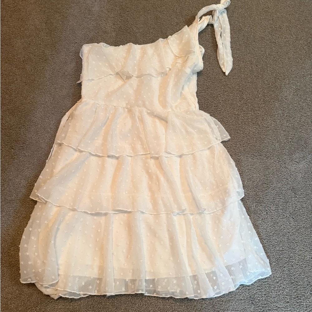 White One-Shoulder Ruffle Dress - Picture 5 of 5